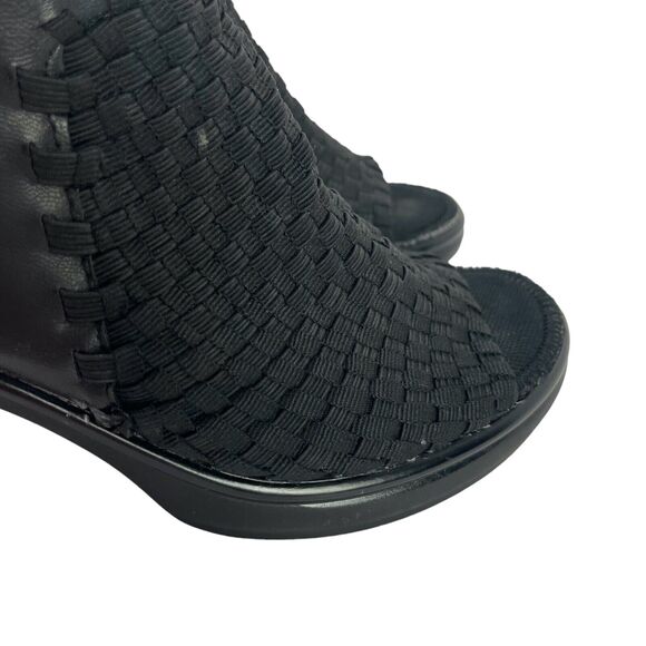 Steven Steve Madden Elmore Women's Woven Black Block High Heels Sandals Shoes 6 - Picture 4 of 16